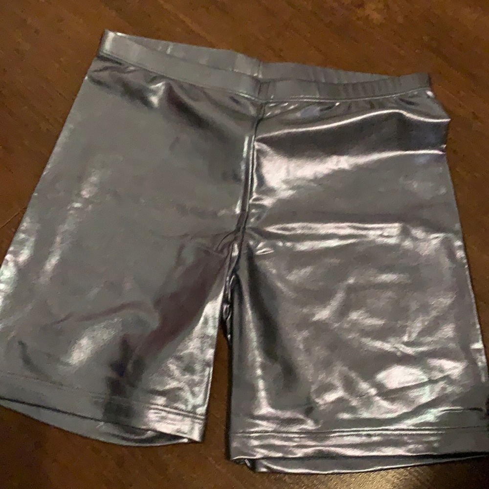 Women’s disco shorts metallic blue ice